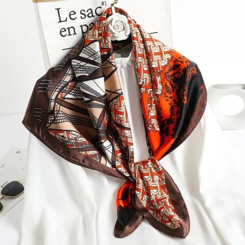 Women Scarf Silk Square Shawl and Wraps Female Hijab Fashion Lady Hair Band Neckerchief Foulard Bandana Print Headband 2021