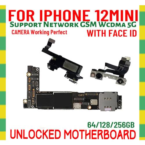 100% Unlocked Motherboard For iPhone 12 mini Main board With Face ID Motherboard IOS Logic Board With Full Chips