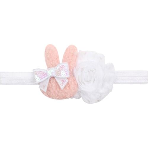20 PCS/LOT, Bunny Ear And Shabby Chiffon Flower Baby Headbands For Easter, Girls Hair Accessories