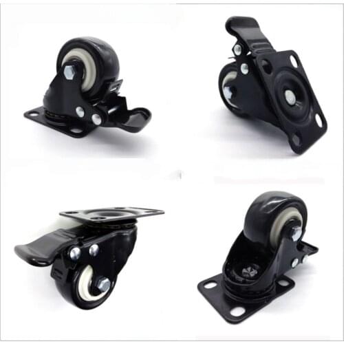 4PCS Black 2'' Rubber Swivel Casters Office Sofa Chair Furniture Universal Brake Wheels