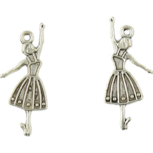 50pcs Flat Alloy Swan Girl Ballerina Charms Pendants Jewelry Making Craft