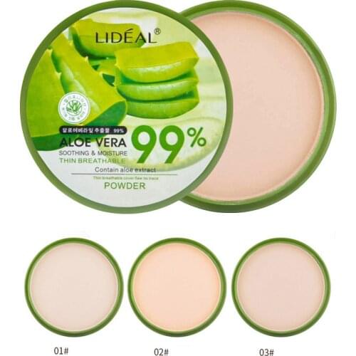 99% Natural Aloe Vera Face Powder Smooth Whitening Moisturizer Pressed Powder Concealer Breathable Makeup Waterproof Foundation