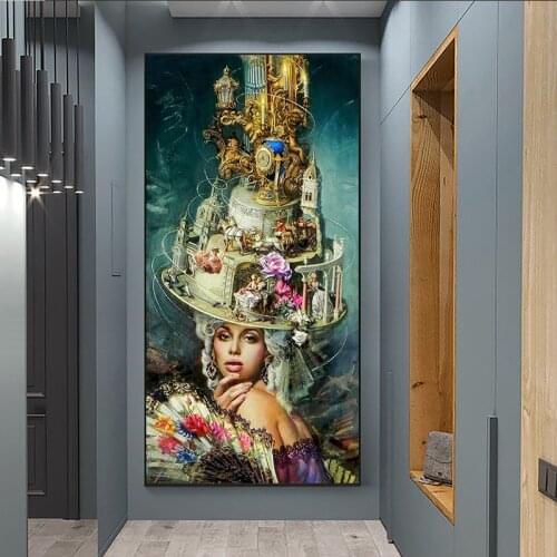 Abstract Indian Princess Canvas Painting Elephant Buddhism Art Canvas Posters and Prints Wall Art Picture Home Decor