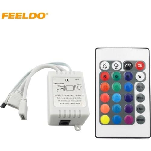 FEELDO 5Set Car Mini IR LED Controller Ribbon Tape Wireless 24 Keys Remote For 3528 5050 RGB LED Strip Lights
