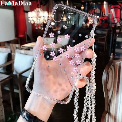 LaMaDiaa Bling Crystal Rhinestone Diamond Flower Clear Case Cover For Xiaomi Redmi 5 6 4X 4A 5A 6A 8A Note 4 5 6 7 8 Note 4X 5A