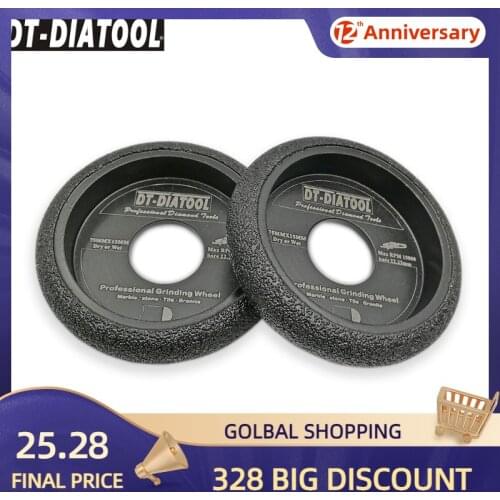 DT-DIATOOL 2pieces 75x15mm Vacuum Brazed Diamond Grinding Convex Wheel Grinding Disc Profile For Marble Granite Quartz Stone