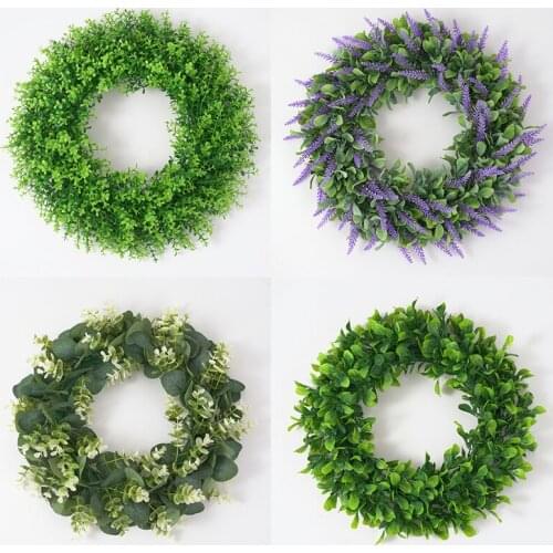 Artificial Eucalyptus Leaf Plant Garland, Eucalyptus Lavender Ring, Used For Wedding Party Home Decoration
