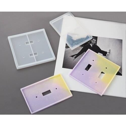 Crystal Mirror Home Switch Mold Single Double Hole Resin Silicone Epoxy Resin Mold DIY Craft Handmade Casting Resin Mold