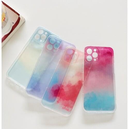 IPhone12PRO Anti-fall Watercolor Vacuum Phone Case Apple 11 Frosted TPU Soft Cover XSMAX