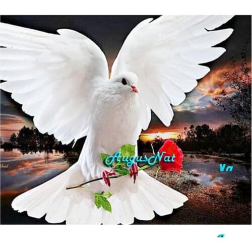 Peace dove diamond painting full square bird wall art picture rose diamond dotz wedding decal diamond sticker mosaic drawing