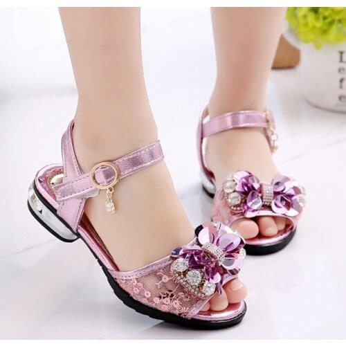 2019Summer Style Children Sandals Girls Princess Beautiful Flower Shoes Kids Flat Sandals Baby Girls Roman Shoes26-36