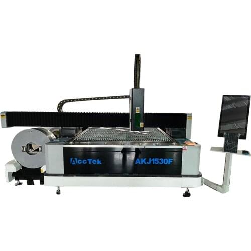 Multifunctional AccTek Cheap Price Fiber Laser Cutting Machine 6' x 10' Feet Herramientas AKJ1530FR With Auto Rotary Device