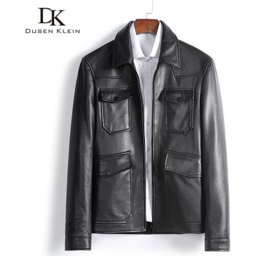 Men Genuine Leather Jacket Real Goat Leather Jackets Casual Short Black Pockets Autumn New Jacket for Man 333