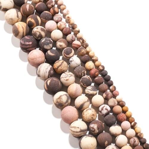 Natural Matte Australia Zebra Stones Round Loose Spacer Beads For Jewelry Making DIY Necklace Needlework 1Strand 4 6 8 10 12mm