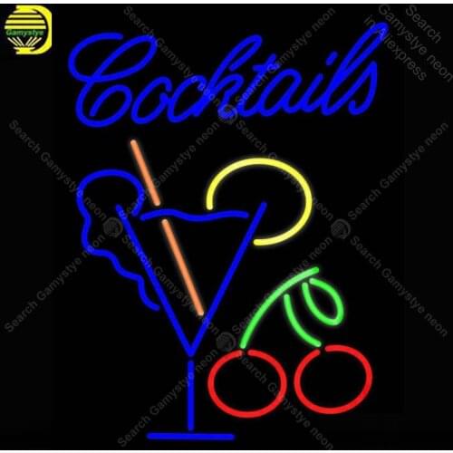 NEON SIGN For Cocktails with Cup NEON Bulbs Sign Lamp Decor Home Wall Room Handcraft Beer Bar light up signs lights for sale