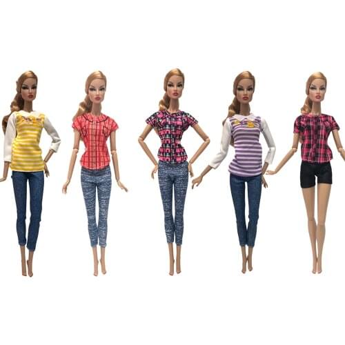 NK 5 Pcs/Set Doll Dress Fashion Outfit Casual Style Clothes Skirt For Barbie Doll Accessories Girls Gift Toys 21A 3X