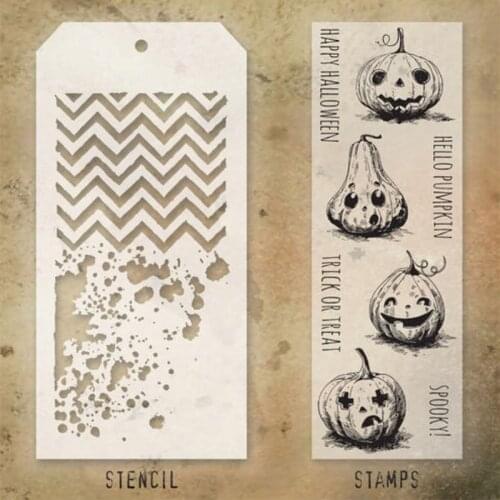 2021 New Halloween Pumpkins Retro Clear Stamps and Stencil Sets For DIY Making Greeting Card Scrapbooking No Metal Cutting Dies