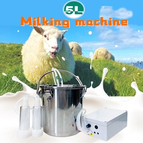 New 5L Electric Milking Machine for Cattle Goat 220V Pulsating Milking Machine Stainless Steel Milker Bucket Farm Livestock Tool