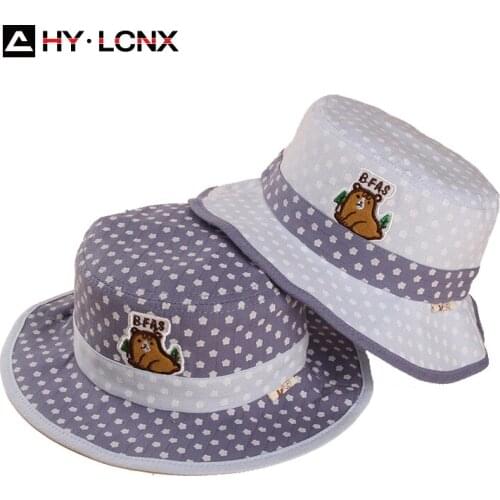 Spring New Child Hip Hop Hat Fashion Star Print Cap Boy Girl Bear Embroidery Breathable Adjustable Big Brim Sun Hat