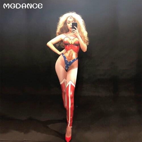 New Woman Sexy Jumpsuit Nightclub Party Performance Dancer Singer Stage Wear Costumes 3D Printing Gogo Clothing