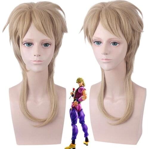 Cos Gift Anime JOJOs Bizarre Adventure Dio Brando Short Wig Cosplay Wig Role Play Linen Color 45cm