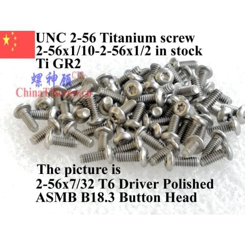 Titanium screws 2-56x1/8 2-56x5/32 2-56x3/16 2-56x1/4 2-56x5/16 2-56x3/8 2-56x1/2 Button Head Torx T6 Driver 50 pcs Ti GR2