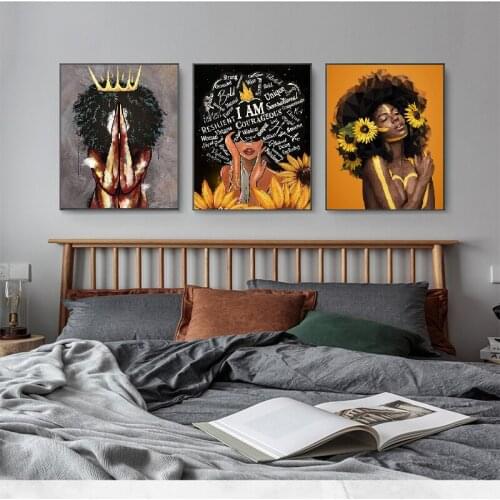 Nordic poster African sexy queen black woman and printing wallpaper art abstract canvas painting printing wall painting living r