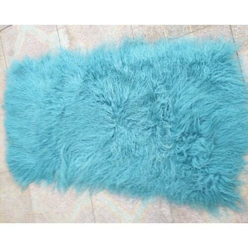 Real Long Wool Mongolian Lamb Fur Plate Fluffy Tibetan Fur Area Rug Sofa Carpet Doll Wig Accessory Christmas