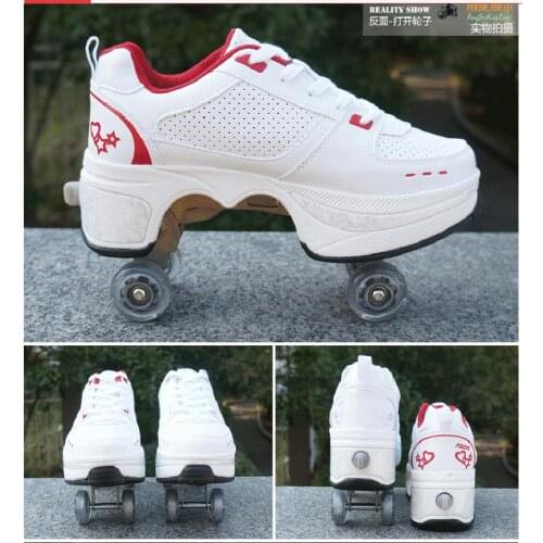 Rollerskates Deformation Roller Skate Shoes Women Parkour Shoes With Wheels Men Liang Jiao
