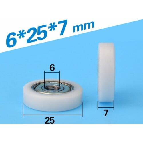 [F0625-7]Free shipping 10PCS 626zz bearing coated roller wheel Flat type 25mm inner 6mm wheel bearing roller 6mm*25mm*7mm