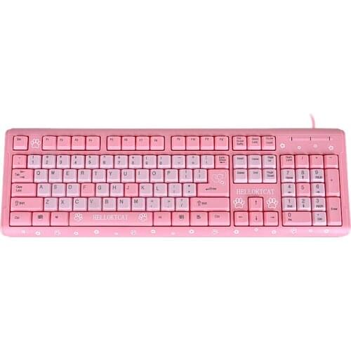 Pink KTCAT Keyboard USB Wired Cute Girls Ultra-thin Computer USB Keyboard For Desktop Girls