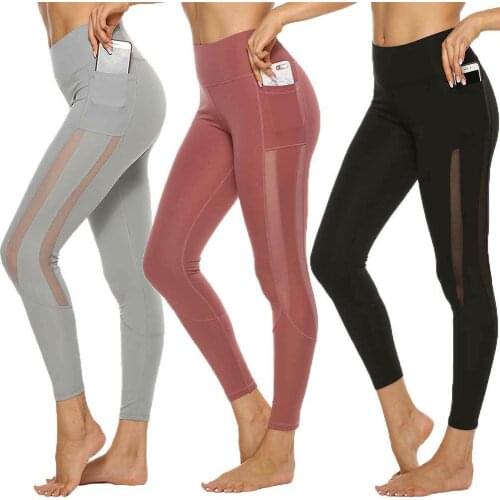 Yoga Pants Women with Pocket Sport Leggings Workout Fitness Clothing Running Pants Mesh Tights Gym leggings Sportwear Gym