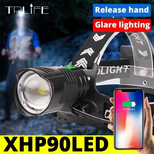 XHP90.2 Led Headlamp 8000LM XHP70.2 High Power Lamp Zoomable USB Torches Flashlight XHP50 18650 USB Waterproof Outdoor Lighting