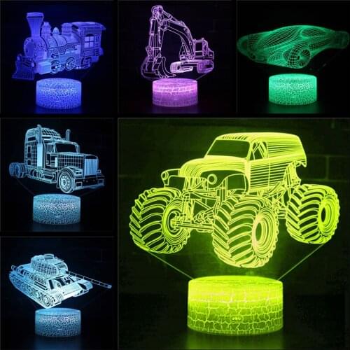 LED touch remote control light car icon LOGO children boy night light toy model ornaments 3D table lamp decoration birthday gift
