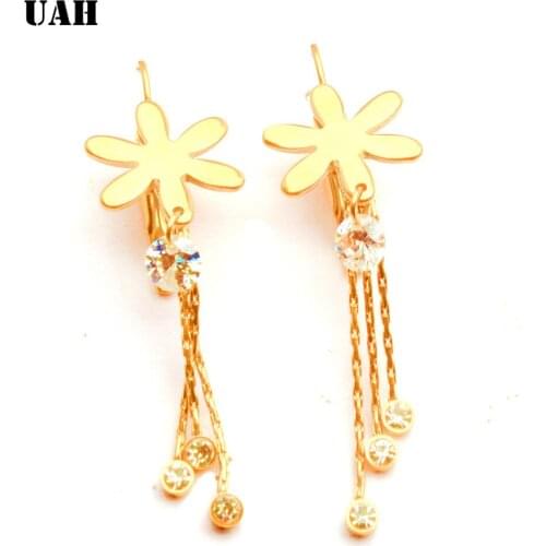 UAH Fashion Flower Earrings Chain Tassel Earrings For Women Jewelry Temperament Simple Long Earrings Boucle D'oreille Femme