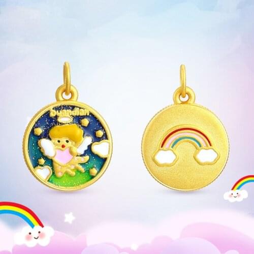 Vietnamese sand gold-plated rainbow angel pendant cute little angel baby gilded girl red rope necklace