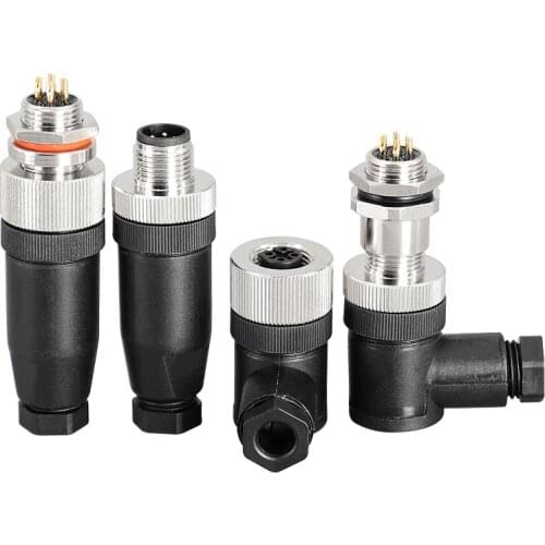 Waterproof Industrial M12 12 Pin Sensor Connector Soldering/Screw Crimping 90 Degree Bend Elbow/Straight Aviation Plug Socket