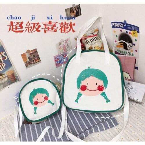 Japanese Kawaii Girl Print Handbag New Summer 2021 Women Shoulder Bag Canvas Bag For Women Crossbody Bags Women Bag Bolso Mujer