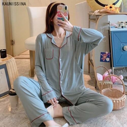 Women Soft Nightwear Maternity Nursing Pajamas Spring Autumn Breastfeeding Sleepwear Female Modal Plus Size Home Pajama Suit