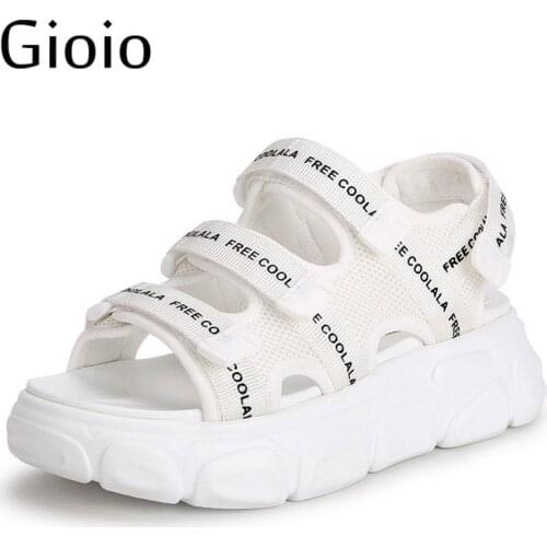 Velcro sandals women 2021 new casual sandals flat thick bottom beach shoes summer