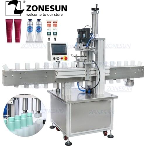 ZONESUN Pneumatic Automatic Electric Screw Bottle Plastic Glass Water Juice Small Washing Dropper Spout Pouch Capping Machine
