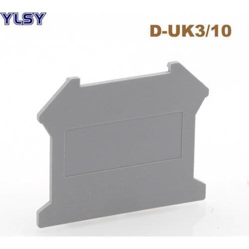 10Pcs D-UK3/10 Terminals End Plate Din Rail Screw Type Terminal Block UK-3/5/6/10N Fitting Baffle Spacer Cover Separator Cap