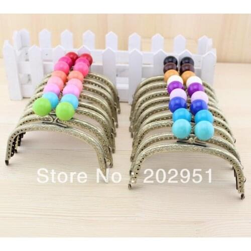 10pcs High Quality 12CM Candy Ball Bronze Metal Purse Frame Completed Holes ,Mixed color wholesale ,Freeshipping