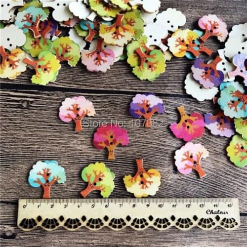 1000PCS Wood Tree Sewing Button Scrapbooking 2 Holes Buttons DIY Clothing Accessories 30mm