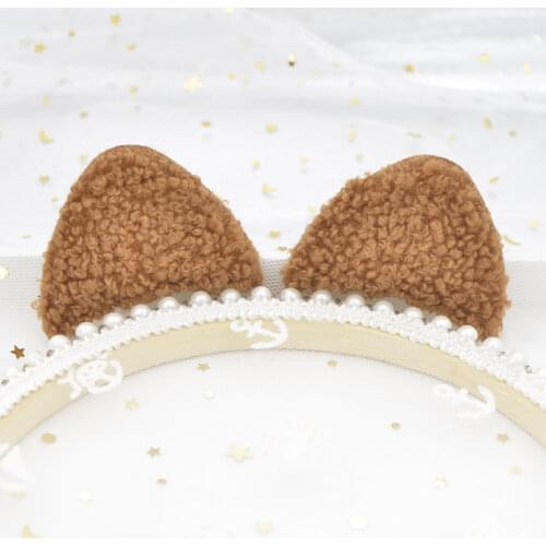 20Pcs 50*63mm Teddy Plush Padded Ear Applique for DIY Clothes Hat Sewing Supplies Headwear Hair Clips Headband Decor Patches G17