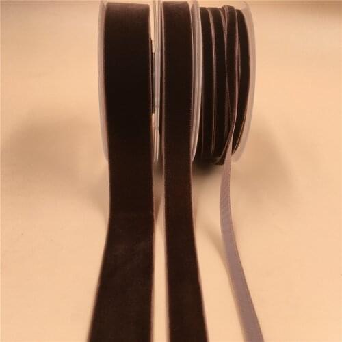 6/9/15MM V932 Dk Brown Nylon Single Face Velvet Ribbon,none stretch velour ribbons webbing DIY accessories 5yards Lot