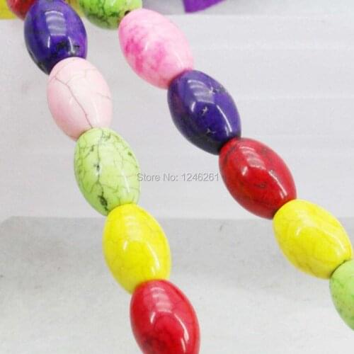 Accessories Colourful 10x14mm Turkey Stone DIY Loose Beads Stone Howlite Rice Accessory Parts 15inch Jewelry Making Gifts Gems