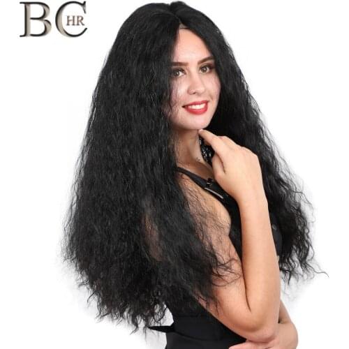 BCHR Long Curly Black Hair 13*4 Lace Front Wig Heat Resistant Fiber With Hair Synthetic Wig