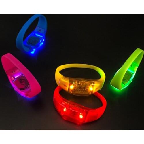 Bracelet ABS Silicone Flash Sound Control Glow Party Ball Party Night Run Light Bracelet LED Light Wrist Strap new gift