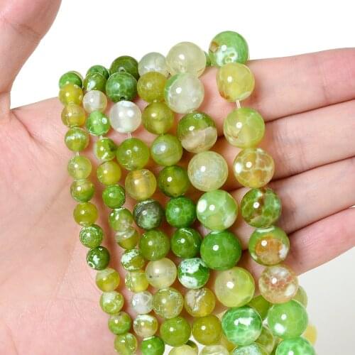 Natural Stone Beads Grass Green Agates Onyx Beads Round Loose Beads for Bracelet Jewelry Making Bulk DIY Accessories 4/6/8/10 MM